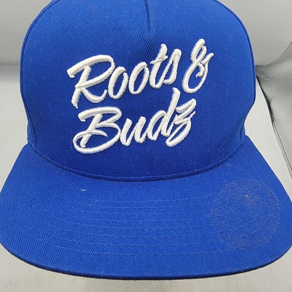 Roots And Budz Blue Snapback Hat The Classics By Yupoong Casual Comfort - Picture 9 of 9